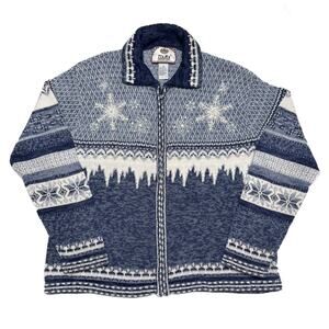 Tiara International Vintage Holiday Sweater Zip Up Snowflakes Beaded Women's M